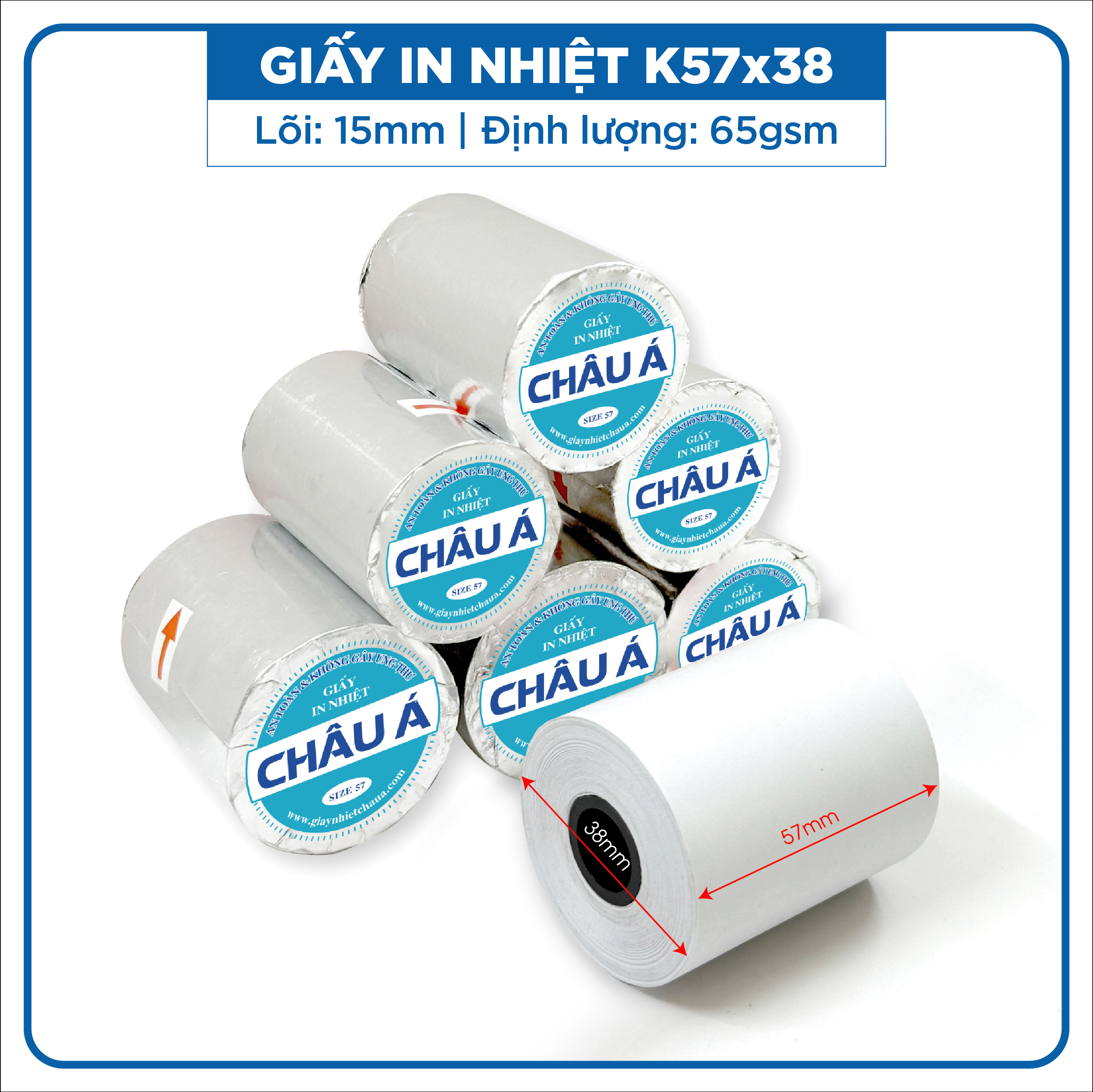 Giấy in nhiệt K57x38 Châu Á Xanh