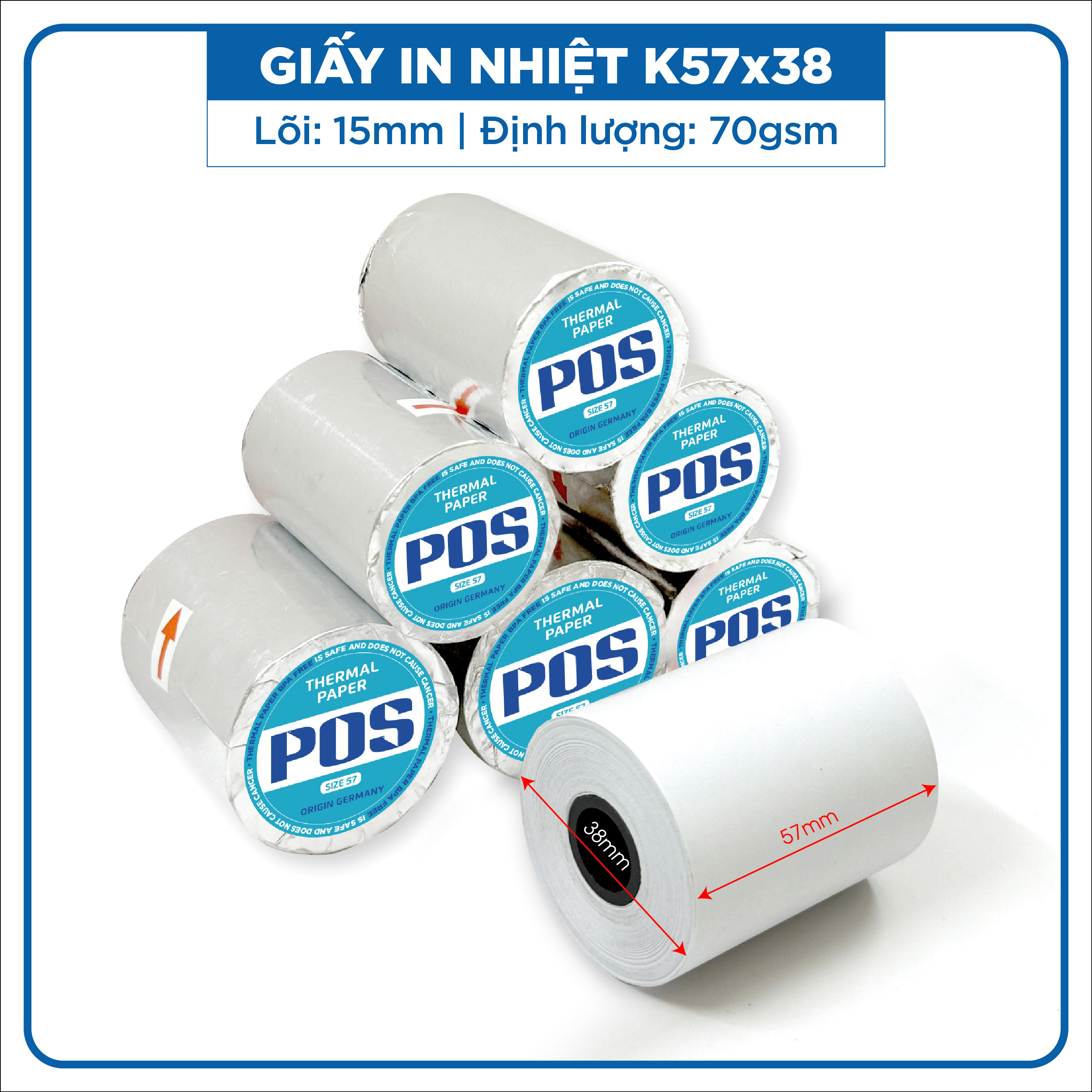 Giấy in nhiệt K57x38 POS Xanh